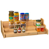 Zri Bamboo Organizador de especias, vista frontal, acceso rápido a condimentos