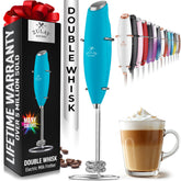 Zulay Kitchen batidora doble leche turquesa: espuma cremosa para café.