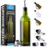 Botella Zulay Kitchen para aceite de oliva con vidrio verde, ideal para verter con precisión.