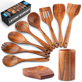 Cucharas de madera Zulay Kitchen teca para ensaladas, con acabado suave.