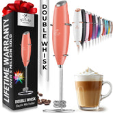 Zulay Kitchen batidora doble espumadora de leche para café, espuma cremosa.