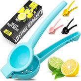 Exprimidor Zulay Kitchen de limón, cuerpo de aluminio, azul claro, uso diario