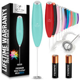 Zulay Kitchen Milk Frother Mint, diseño ergonómico para batir crema suave en casa.