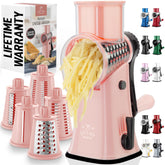 Zulay Kitchen Rallador Giratorio con cuchillas intercambiables para texturas de queso y verduras.