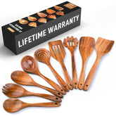 Zulay Kitchen utensilios de teca, 9 piezas para cocinar y servir sin rayar.