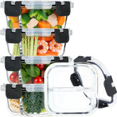 ZUNKNOD 5-pack cuencos bariátricos de cristal para planificar porciones semanales.
