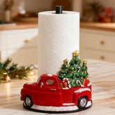 Porta-papel ZUNTO con camión rojo, ideal para encimeras festivas.