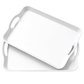Bandeja Zyghjort grande blanca con manijas, ideal para aperitivos al aire libre.