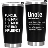 Vaso termo ZyraGleam de 20 onzas, perfecto para tío, con diseño divertido.