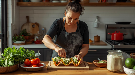 Preparación rápida de alimentos en una cocina mexicana