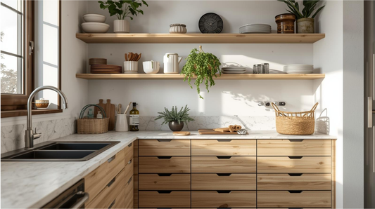 Cocina organizada con soluciones prácticas de almacenamiento en un hogar mexicano