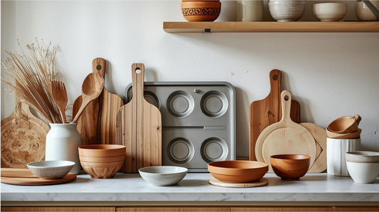 Utensilios para hornear organizados en una cocina mexicana moderna