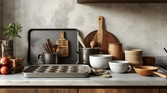 Utensilios para hornear organizados en una cocina mexicana moderna