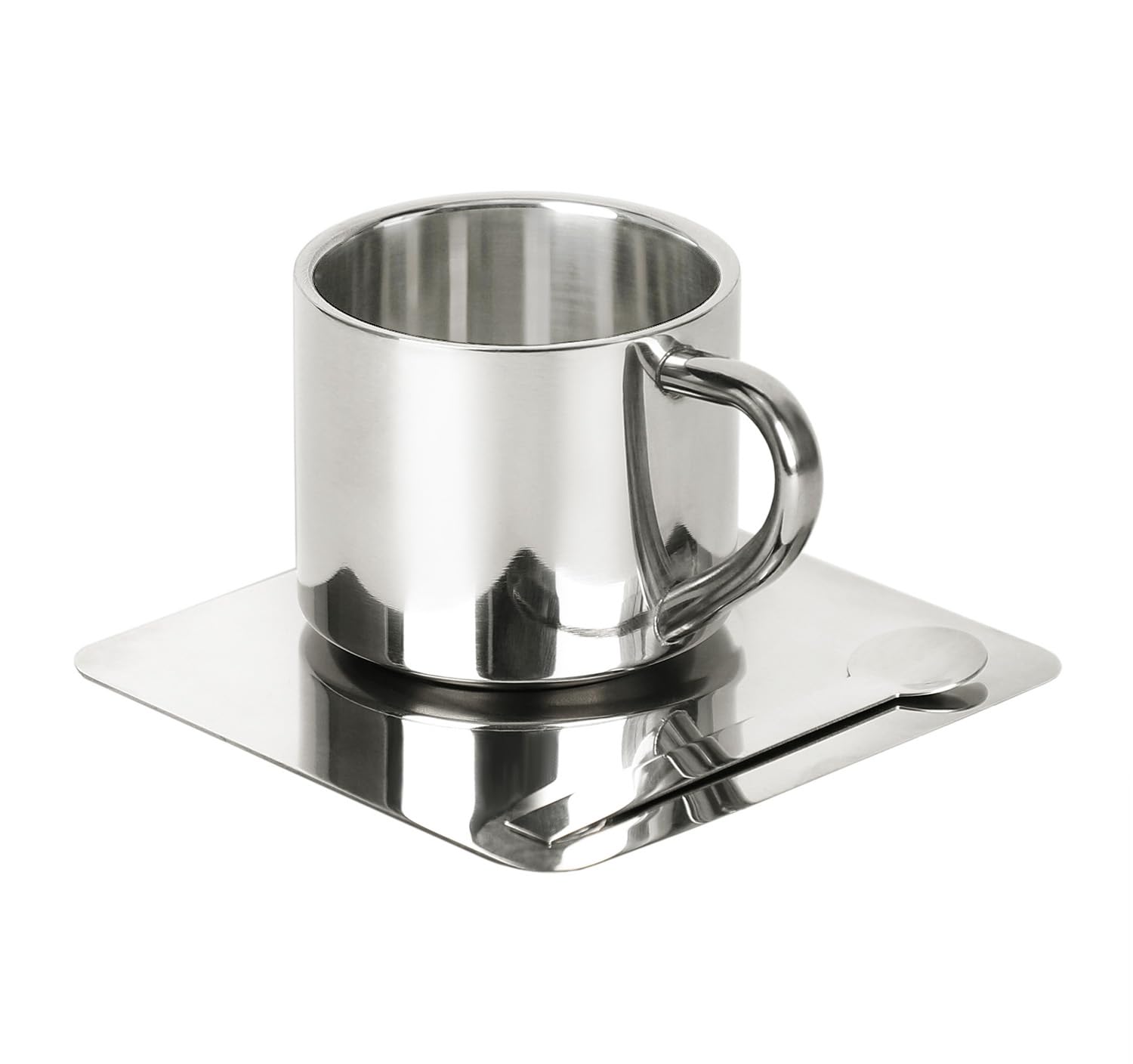 123Arts taza te inoxidable con platillo para servicio diario y elegancia