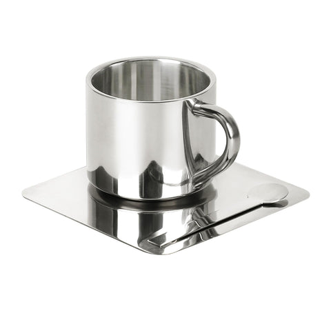 123Arts taza te inoxidable con platillo para servicio diario y elegancia