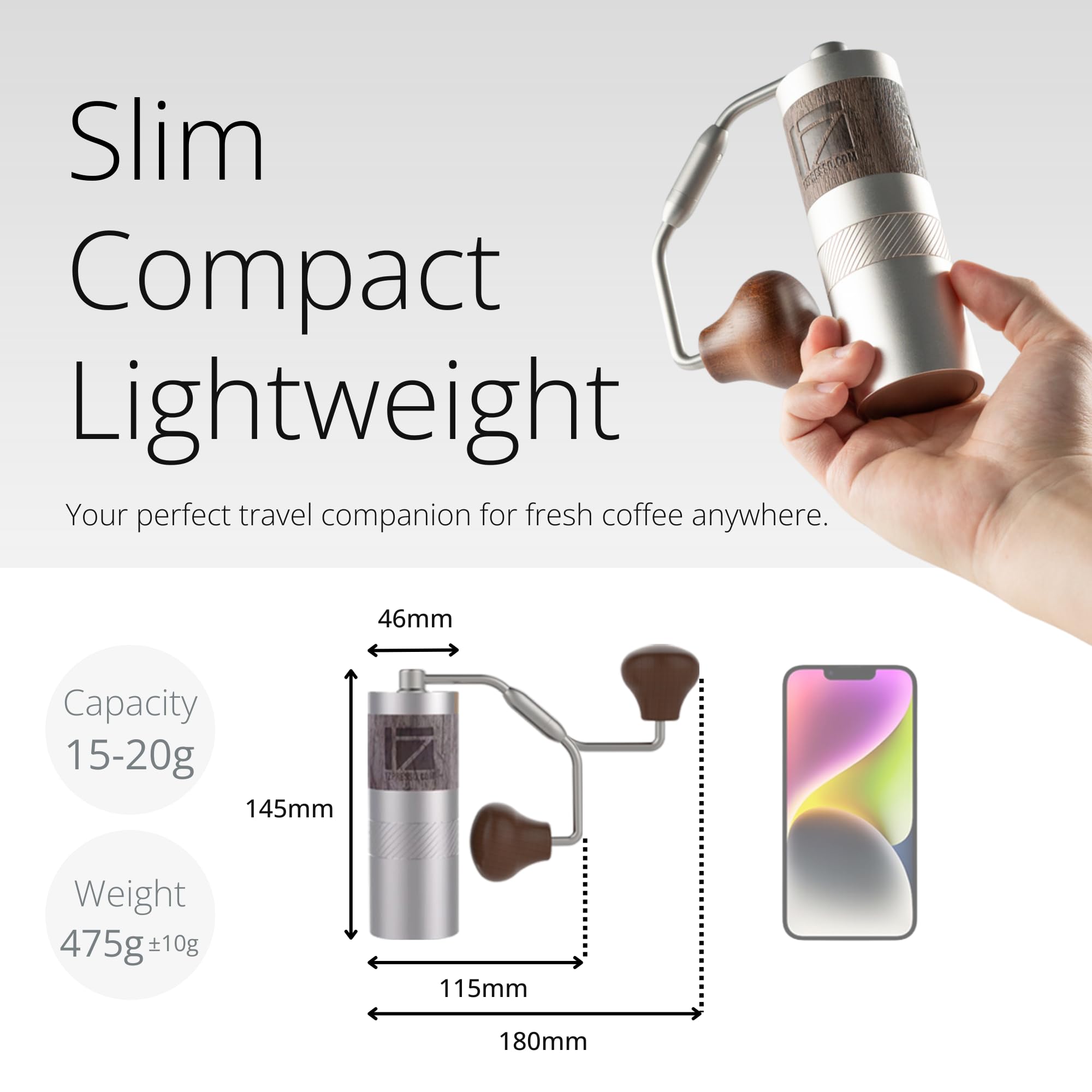 Diseño ultra compacto de 1Zpresso Q para guardado sencillo.