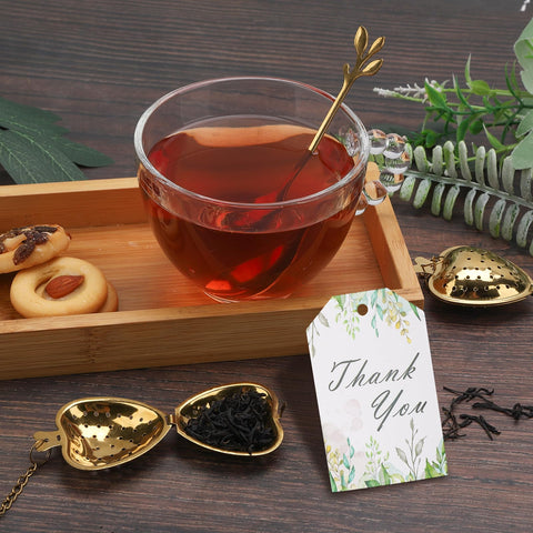 Infusor de corazón dorado de 2 MULE TEAM, diseño romántico para hojas sueltas