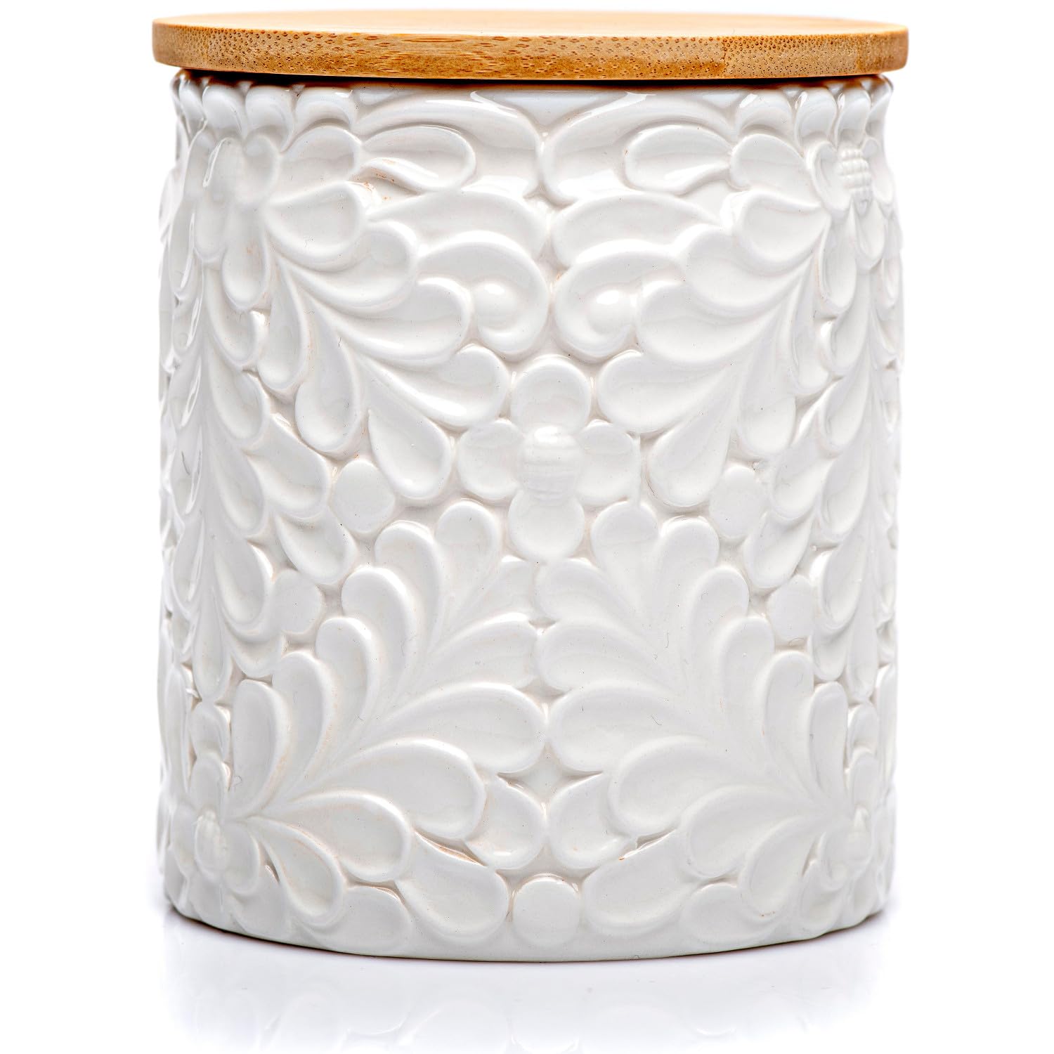 25DOL frasco cerámico pequeño con grabado naturaleza para almacenamiento elegante