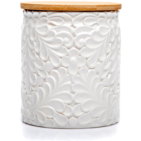 25DOL frasco cerámico pequeño con grabado naturaleza para almacenamiento elegante