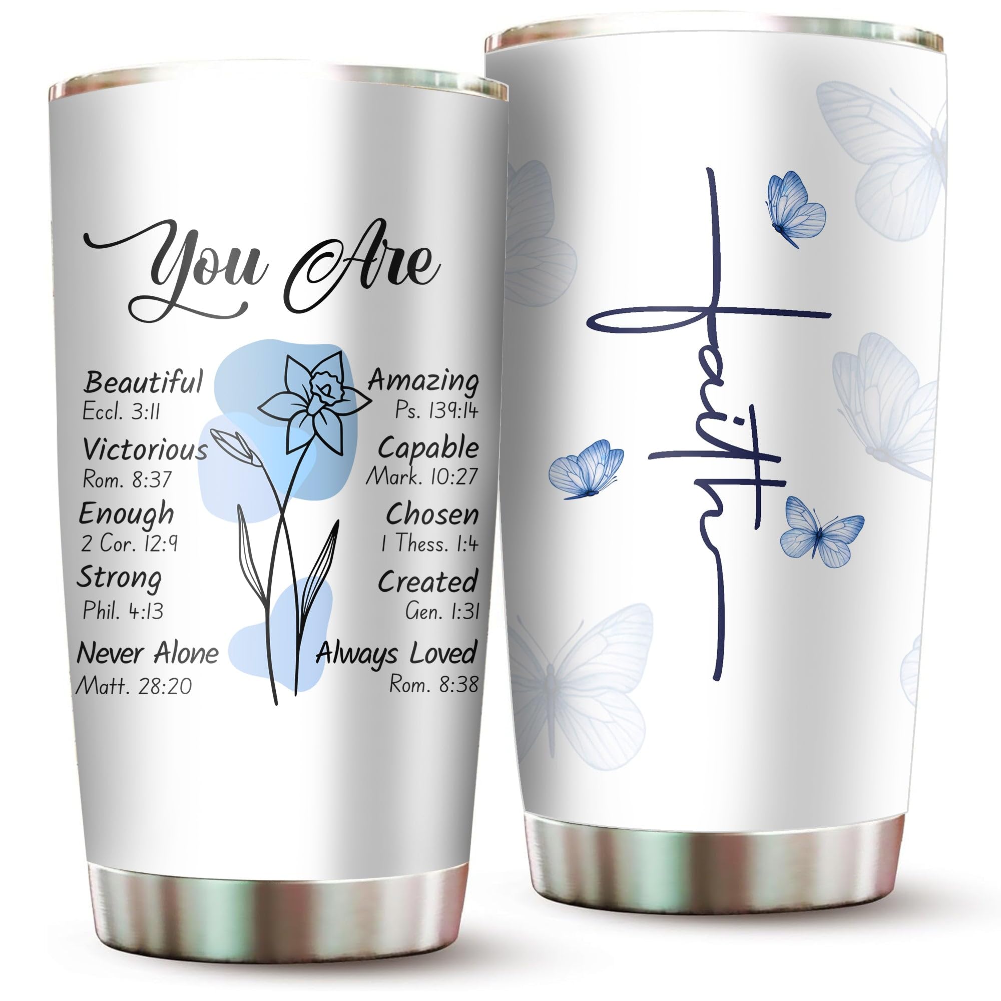 2IMT tumbler con diseño floral, recordatorio de fe para el día a día.