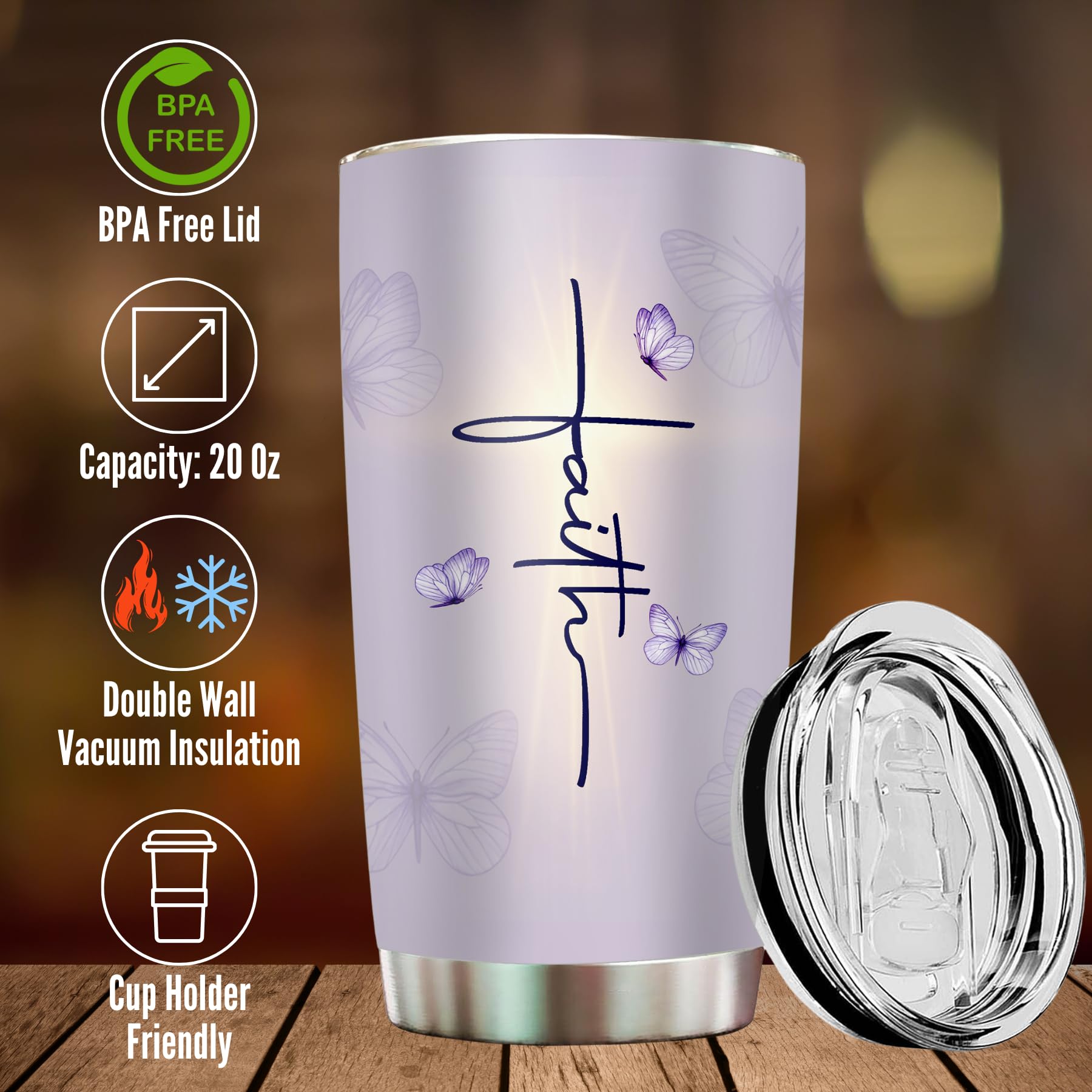 2IMT Tumbler cristiano, tapa resistente, evita derrames en la vida diaria.