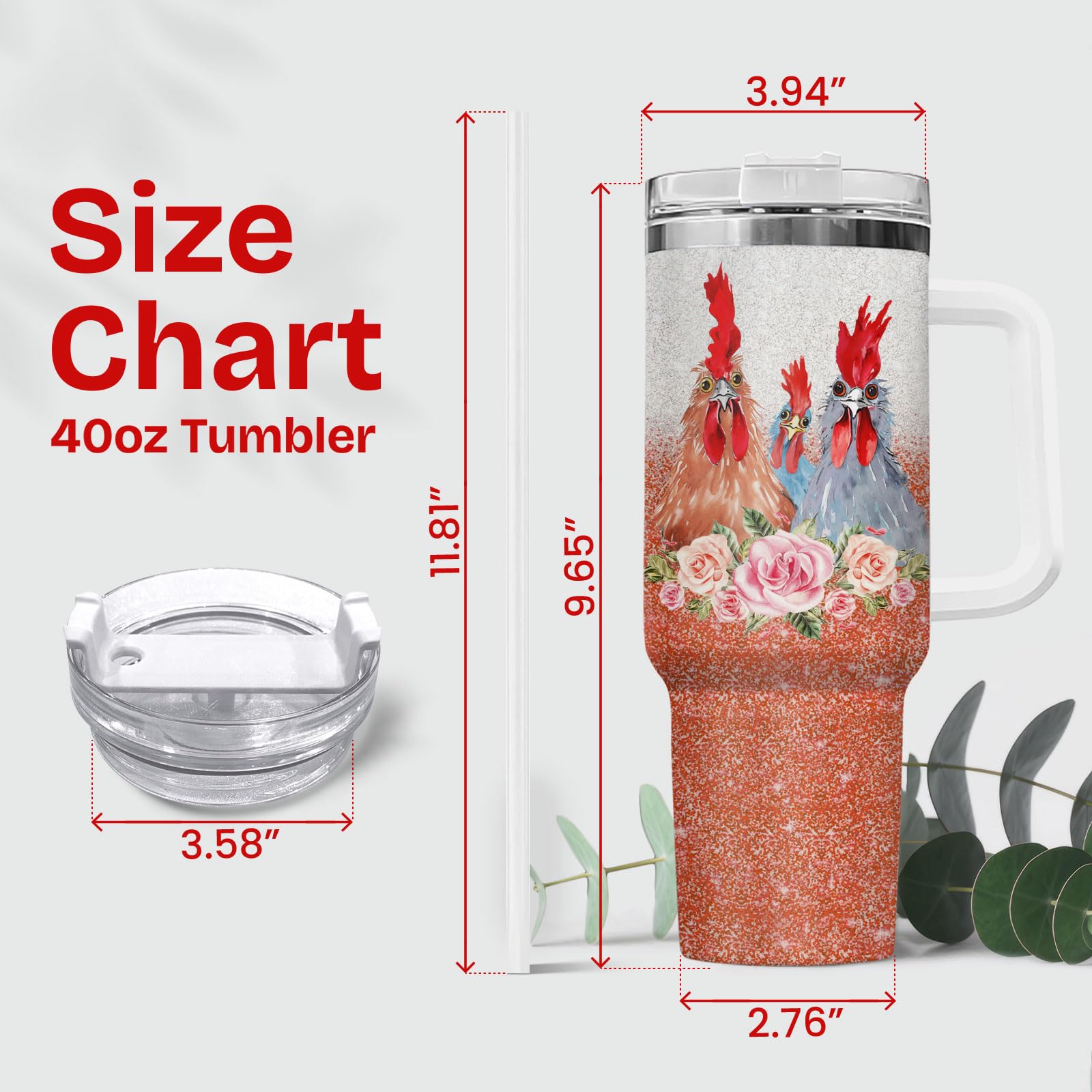 34HD vaso termico con diseño animal, perfecto regalo para amantes de las gallinas