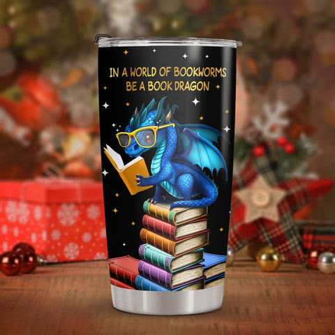 34HD Taza acero inoxidable dragón libro, duradera para uso diario