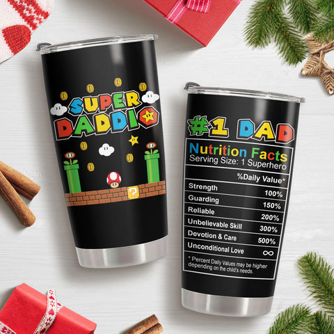 34HD Vaso termico papa daddio con tapa, perfecto para bebidas en movimiento.