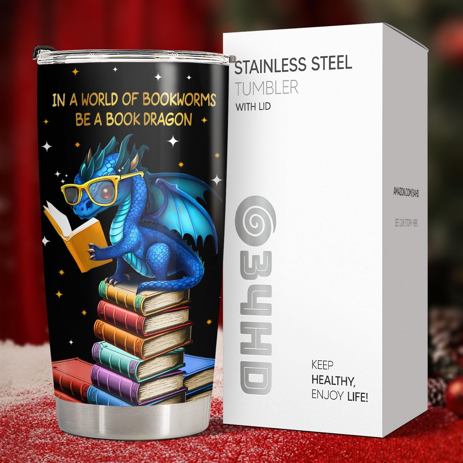 34HD Taza dragón libro, regalo ideal para regreso a clases