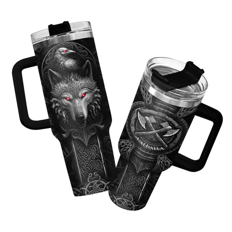 34HD Vaso térmico Vikingo para papá con asa, ideal para uso diario.