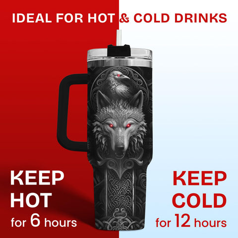 34HD Vaso térmico Vikingo con diseño de mitología nórdica.
