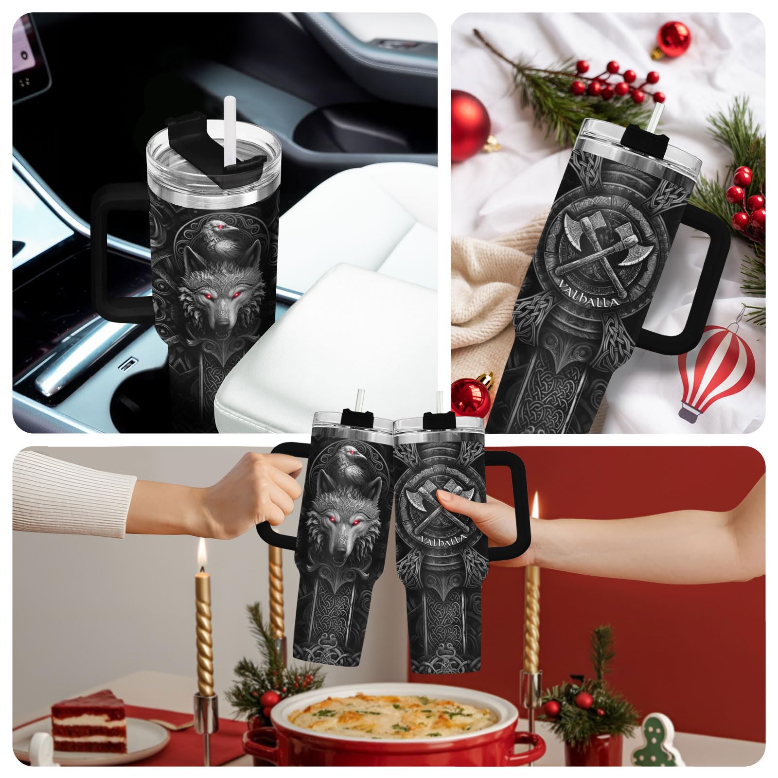 34HD Vaso térmico Vikingo para viajes, cómodo y práctico.