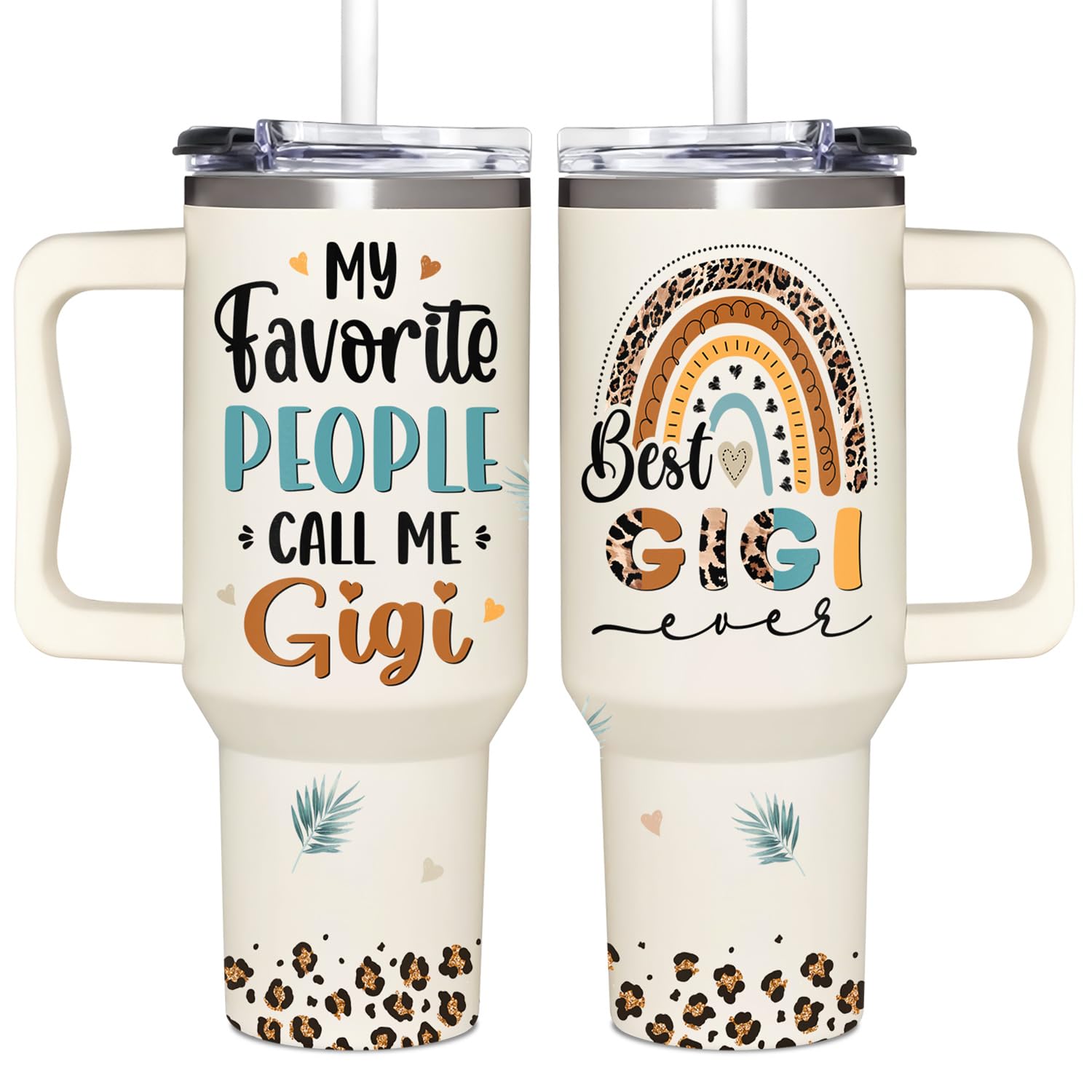 Vaso Gigi 40oz con asa mantiene bebidas a temperatura todo el día.