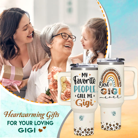 Tumbler Gigi 40oz con paja facilita beber sin abrir la tapa.