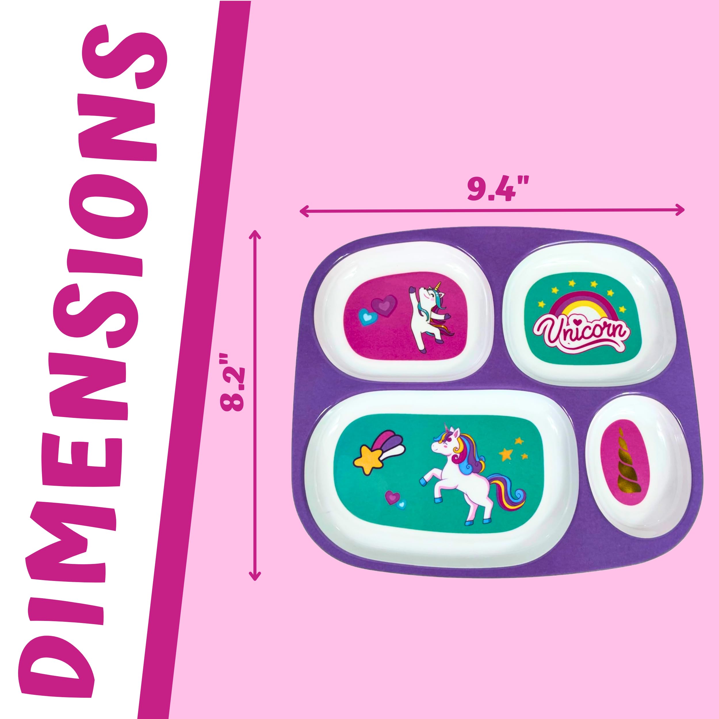 Plato dividido colorido 4E's Novelty, ideal para desayunos divertidos.