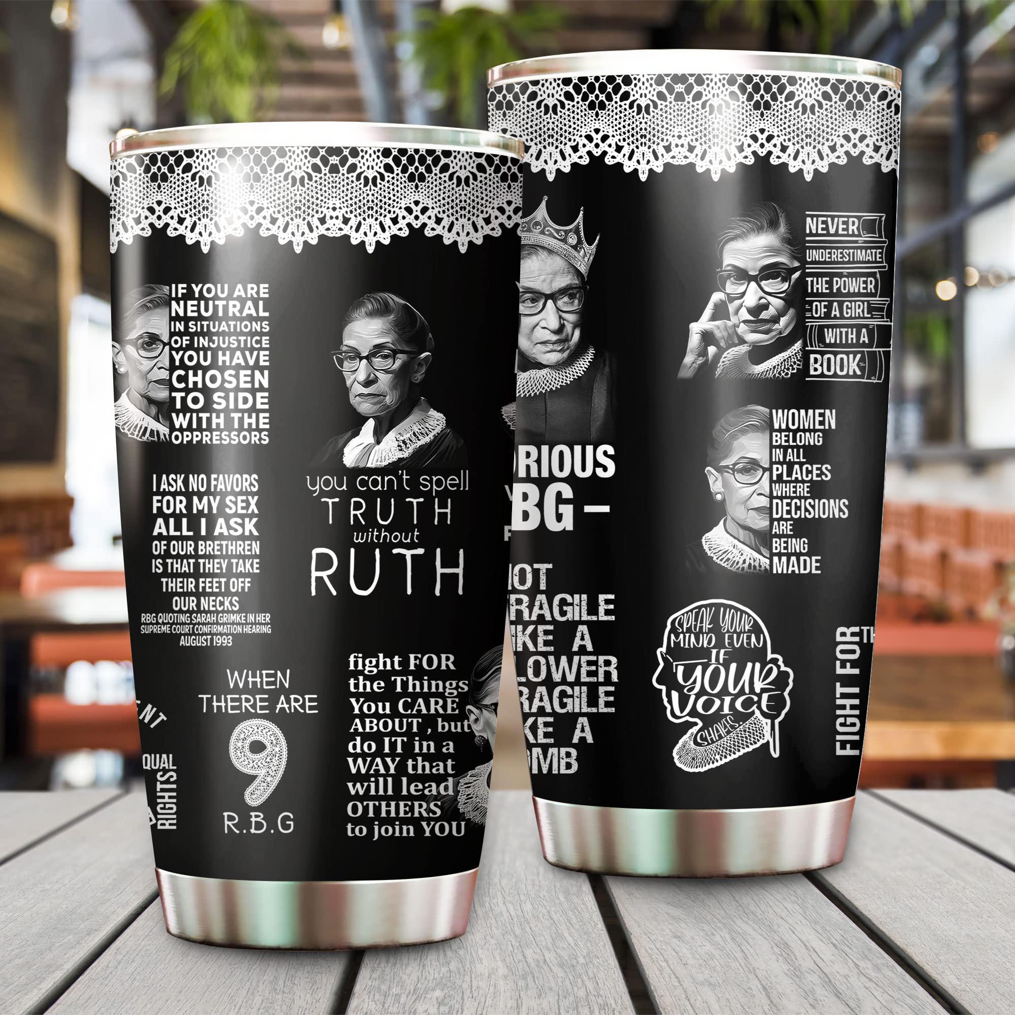 Notorious RBG 4LIEUBASMI copa de acero inoxidable de doble pared para bebidas calientes o frías.