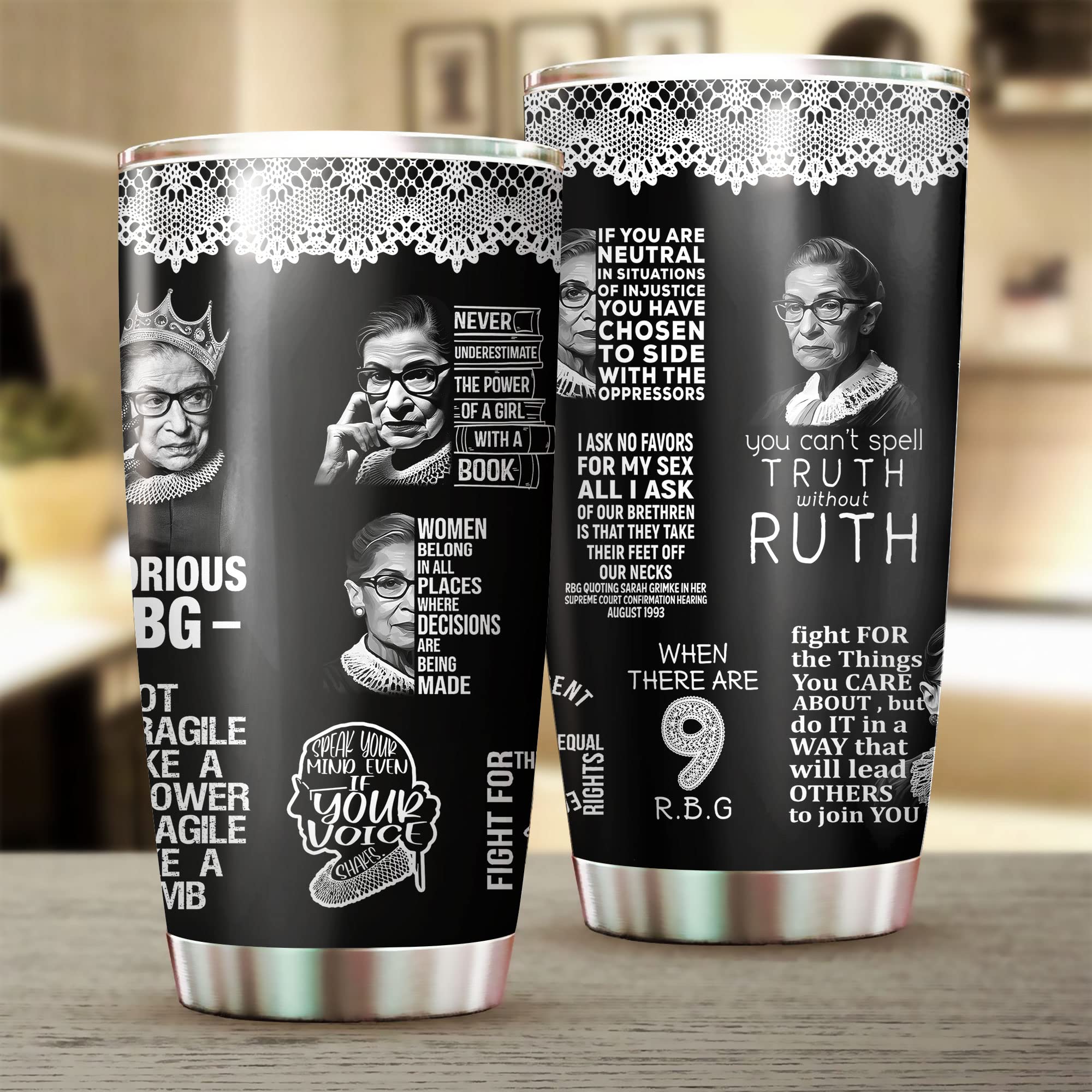 Notorious RBG 4LIEUBASMI diseño con citas feministas para inspirar durante el día.