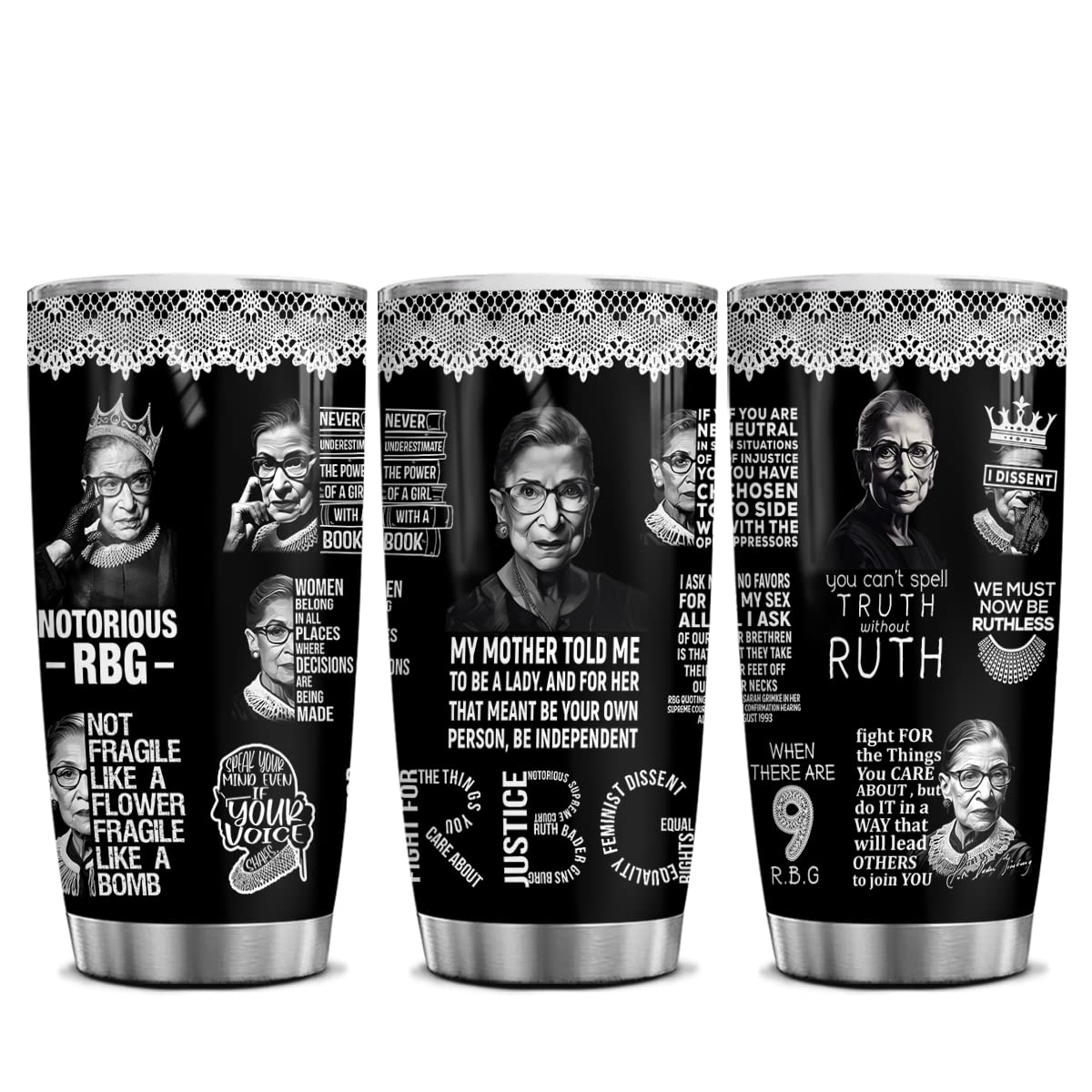Notorious RBG 4LIEUBASMI taza de 20 onzas con tapa para llevar café caliente.