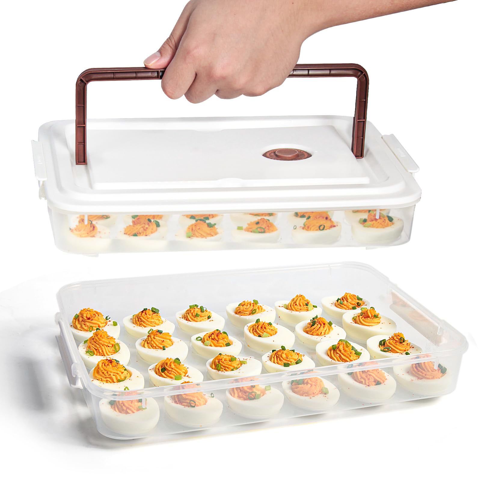 77L contenedor para huevos rellenos con tapa, ideal para transportar con seguridad