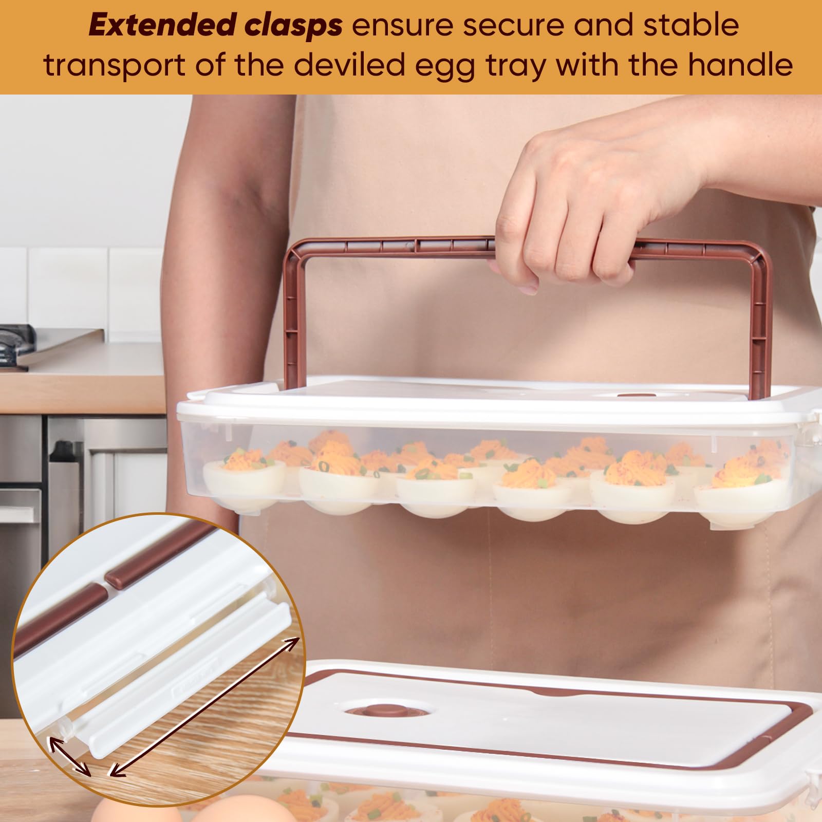 77L porta-huevos rellenos con tapa, práctico para organizar refrigerador