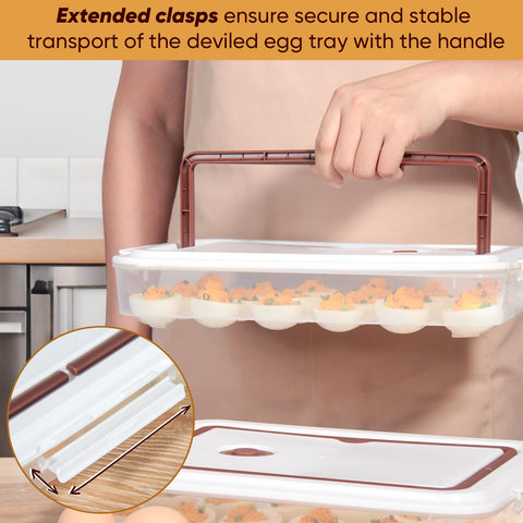 77L porta-huevos rellenos con tapa, práctico para organizar refrigerador