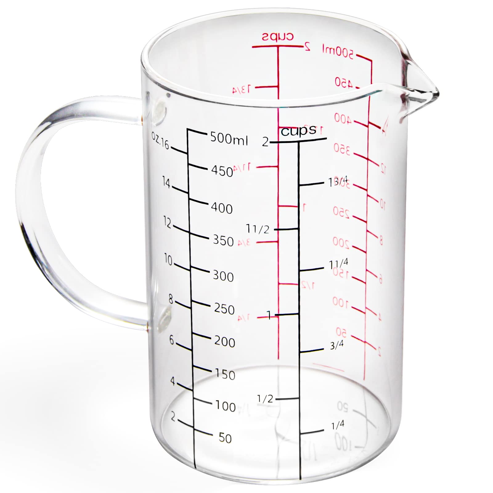 77L vaso medidor con asa y pico en V para verter con precisión.