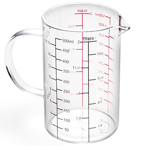 77L vaso medidor con asa y pico en V para verter con precisión.