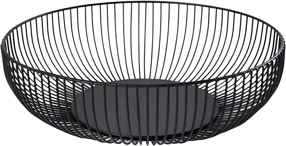7UYUU frutero de alambre negro, vista frontal, ideal para organizar frutas en la encimera