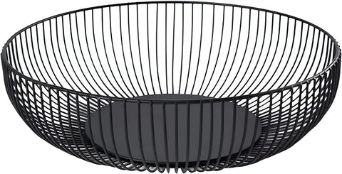7UYUU frutero de alambre negro, vista frontal, ideal para organizar frutas en la encimera