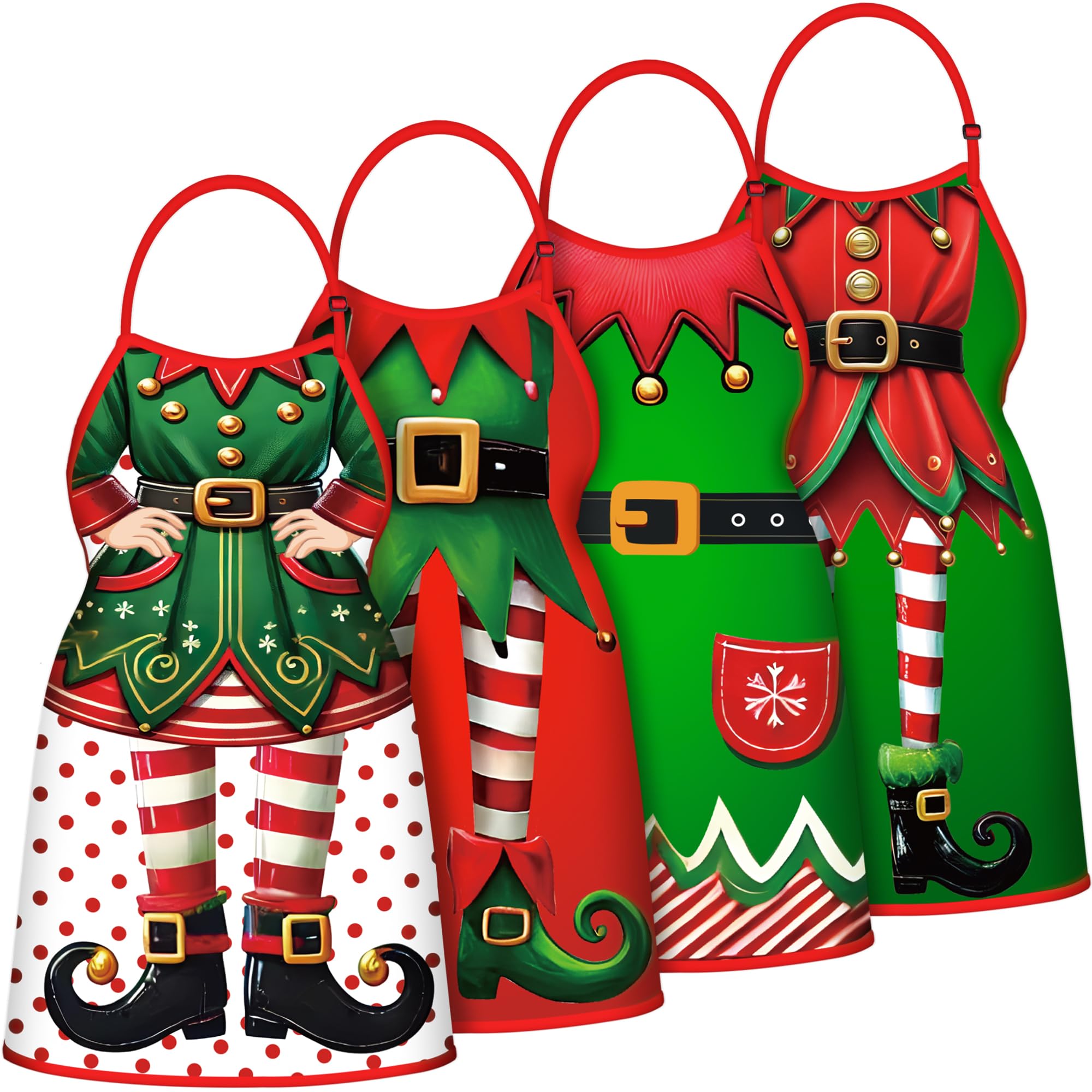 Delantal 90shine con diseño de elfo navideño, ideal para hornear con estilo festivo.