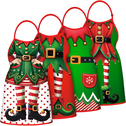 Delantal 90shine con diseño de elfo navideño, ideal para hornear con estilo festivo.