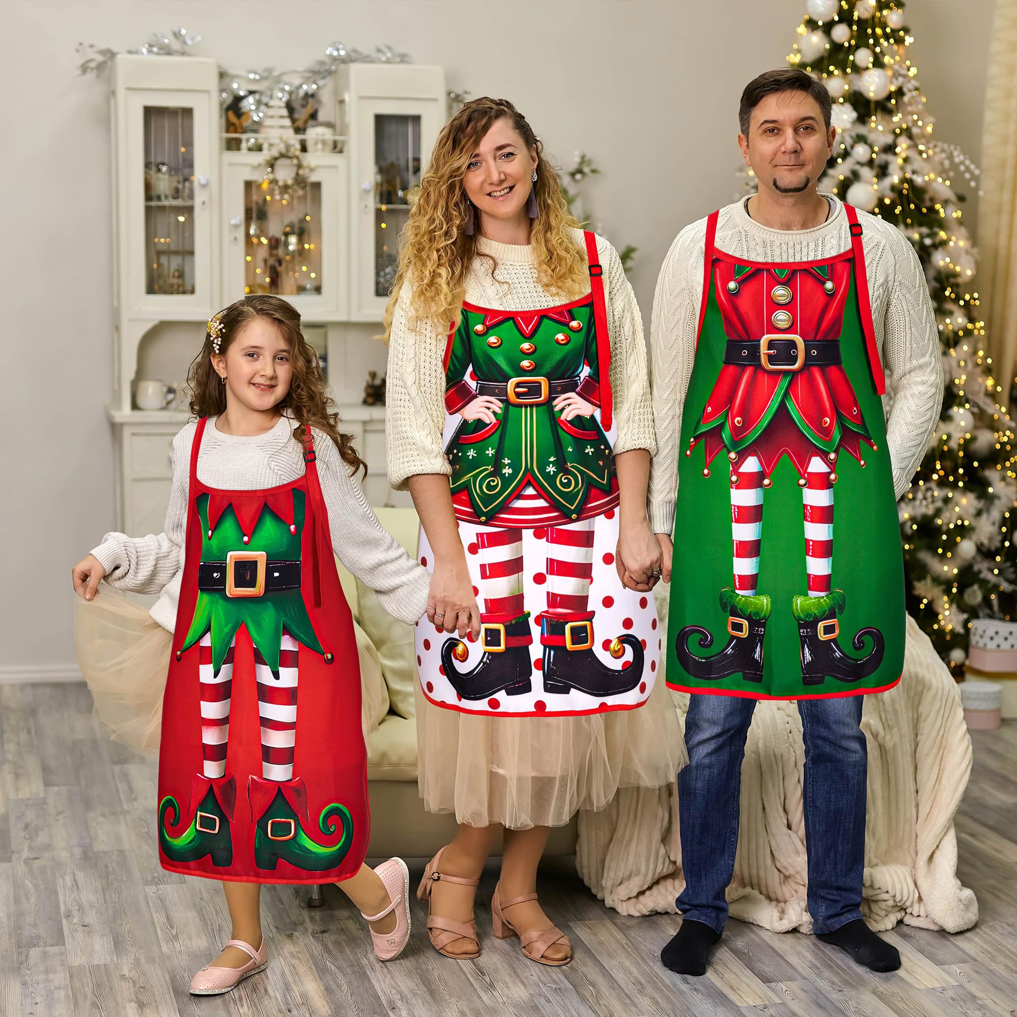 Delantal 90shine con diseño de elfo navideño, perfecto para cocinar sin mancharse.