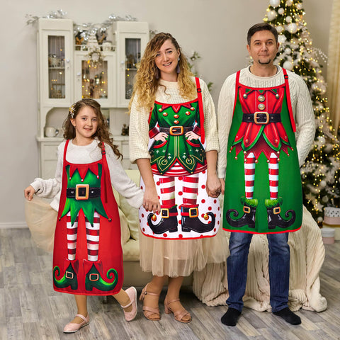 Delantal 90shine con diseño de elfo navideño, perfecto para cocinar sin mancharse.