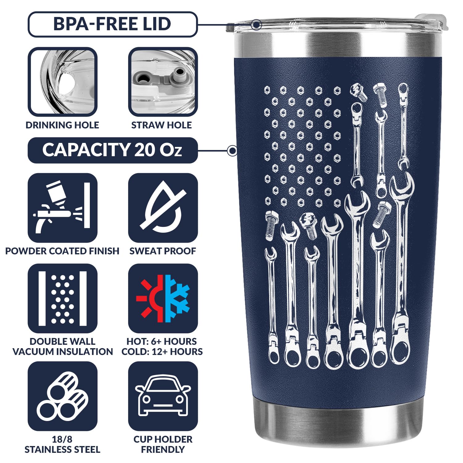 Vaso 94Bright azul marino 20oz con diseno humor, regalo perfecto.
